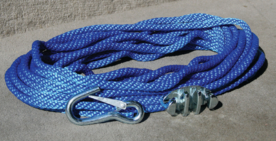 ANCHOR ROPE 50' W/CLEAT & HOOK