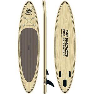 Seachoice 86949 10’6″ Inflatable Stand-Up Paddle Board Kit Woodgrain Pattern