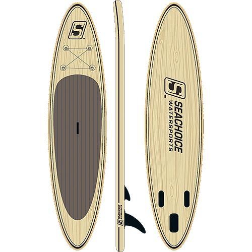 Seachoice 86949 10’6″ Inflatable Stand-Up Paddle Board Kit Woodgrain Pattern